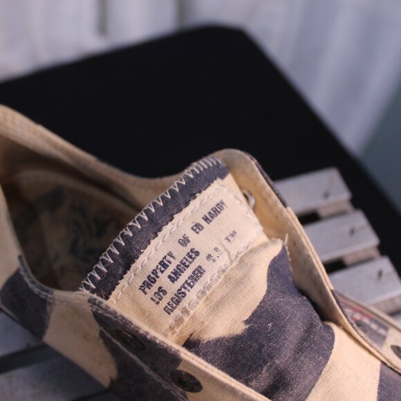 Ed Hardy Black and Cream Striped Sneakers - Picture 2 of 9